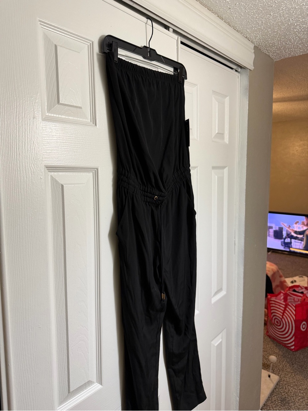 Express Black Strapless Jumpsuit with Elastic Waist